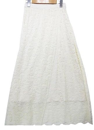 【未使用】マーキュリーデュオ レース刺繍 巻きスカートデザイン シースルー ２枚重ね ウエストゴム 白 Fサイズ フリー ■L28023SSA24-10_画像1