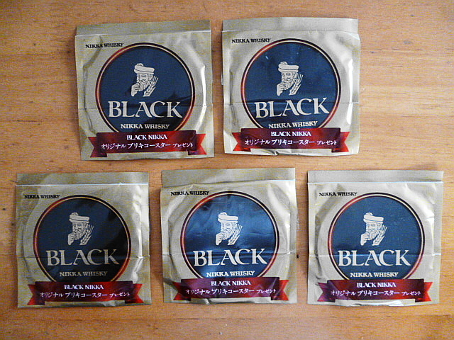 ★BLACK NIKKA WHISKY ブラック ニッカ オリジナルブリキコースター 5個セット 新品・未使用品の画像1