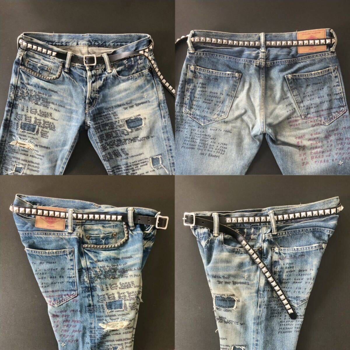 ヒステリックグラマー ベルト ハトメ レザー スタッズ メタルロゴ ホワイト 白 完売 貴重 STUDSベルト M BLACK / HYSTERIC GLAMOUR スタッズ