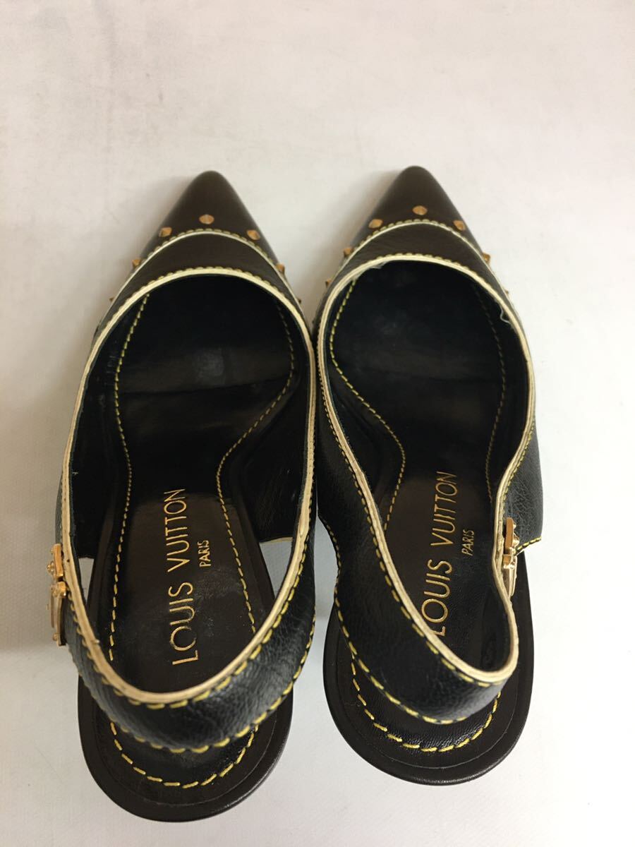 44686　ルイヴィトン　ヒール　パンプス　スタッズ　MA0063　37　約24㎝　ブラック　LOUIS VUITTON_画像9