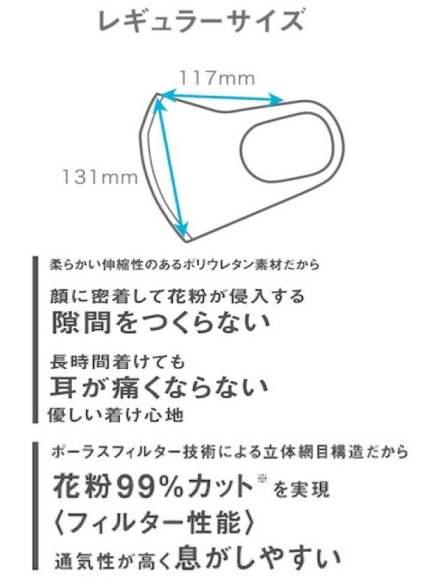 未使用4枚セット【日本製】顔型密着『PITTA MASK/ピッタマスク』グレー系レギュラー洗って繰り返し使用可♪花粉99%カット風邪インフル予防_画像3