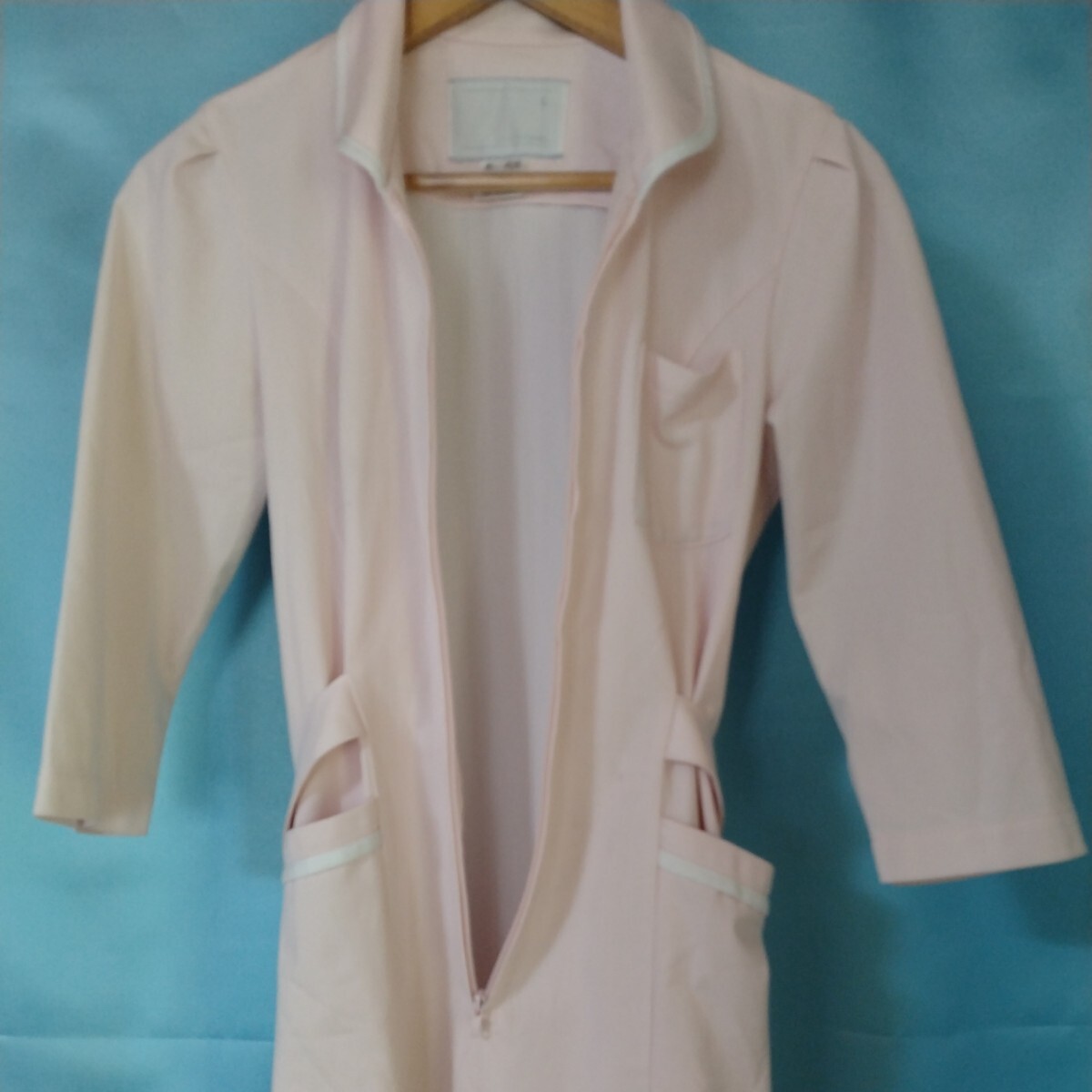 nagaire- Ben MI4636 size L Mille rear 7 minute sleeve nurse One-piece pink circle taste. exist collar femi person medical care white garment nursing . cosplay 