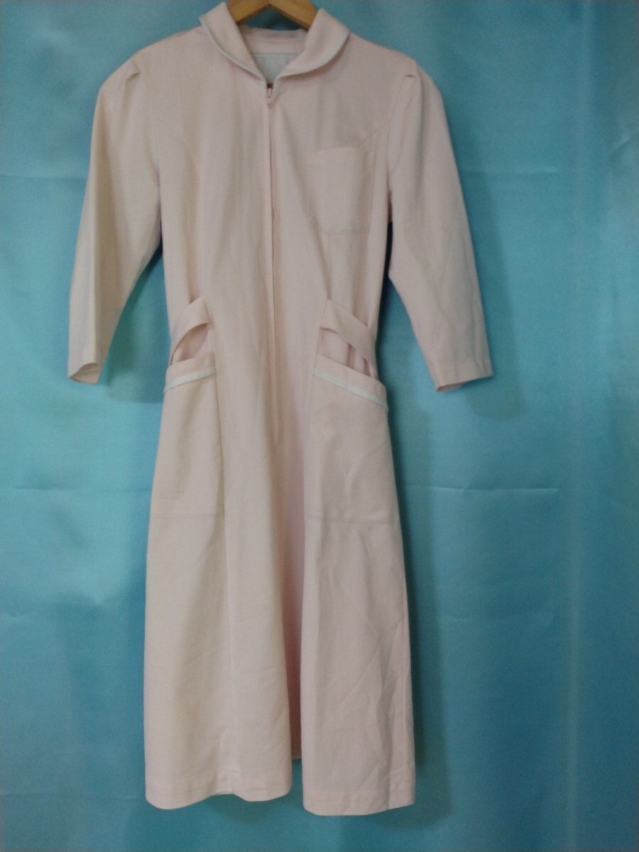 nagaire- Ben MI4636 size L Mille rear 7 minute sleeve nurse One-piece pink circle taste. exist collar femi person medical care white garment nursing . cosplay 