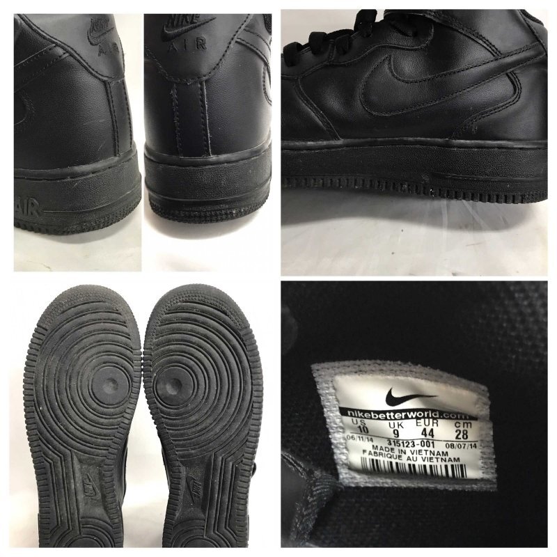 ＮＩＫＥ ＡＩＲ ＦＯＲＣＥ １ Ｍｉｄ ナイキ メンズ エアフォース１ ミッド 黒 ３１５１２３－００１ ２８．０ｃｍ 靴/225の画像5