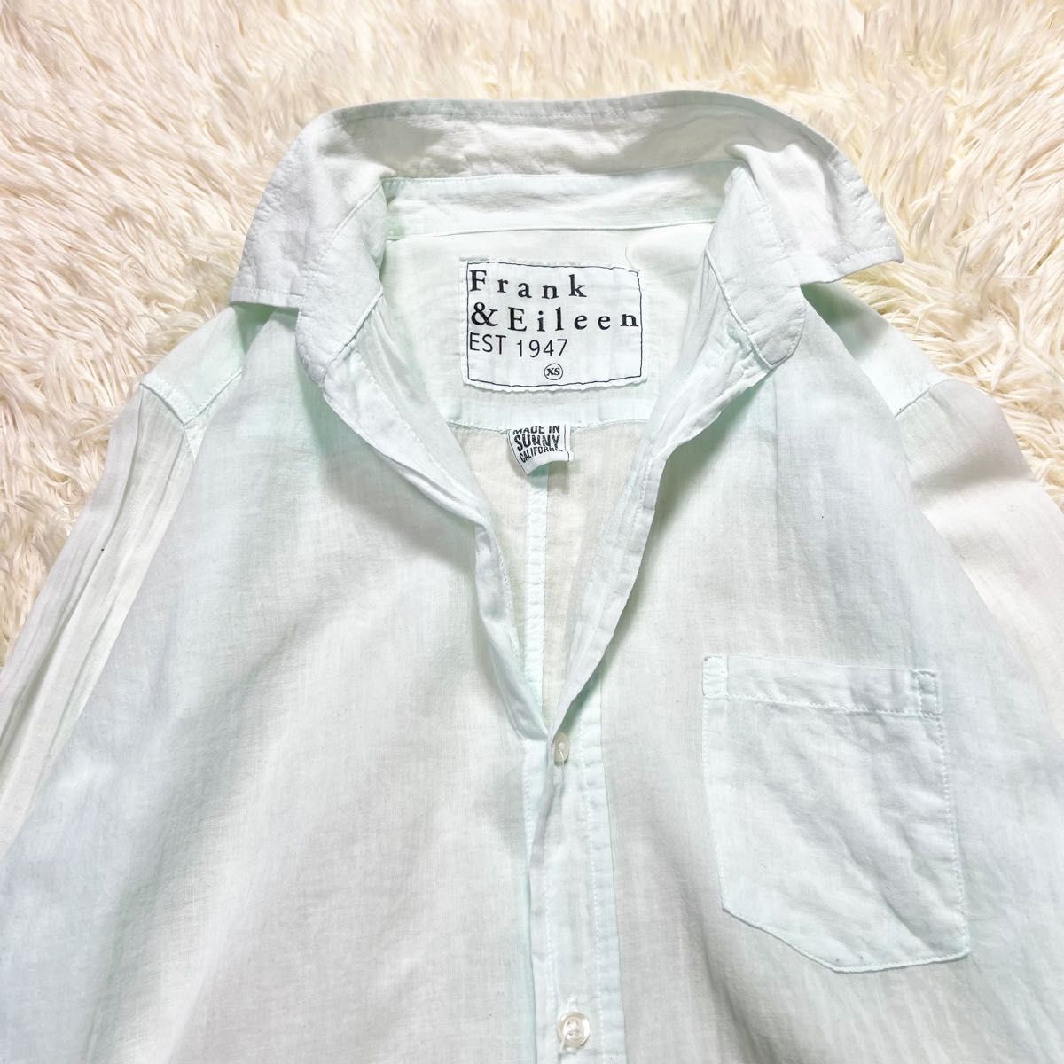 フランク&アイリーン　レディース　コットンガーゼ　スキッパーシャツ　薄手　ライトブルー　M相当　着用感のない美品