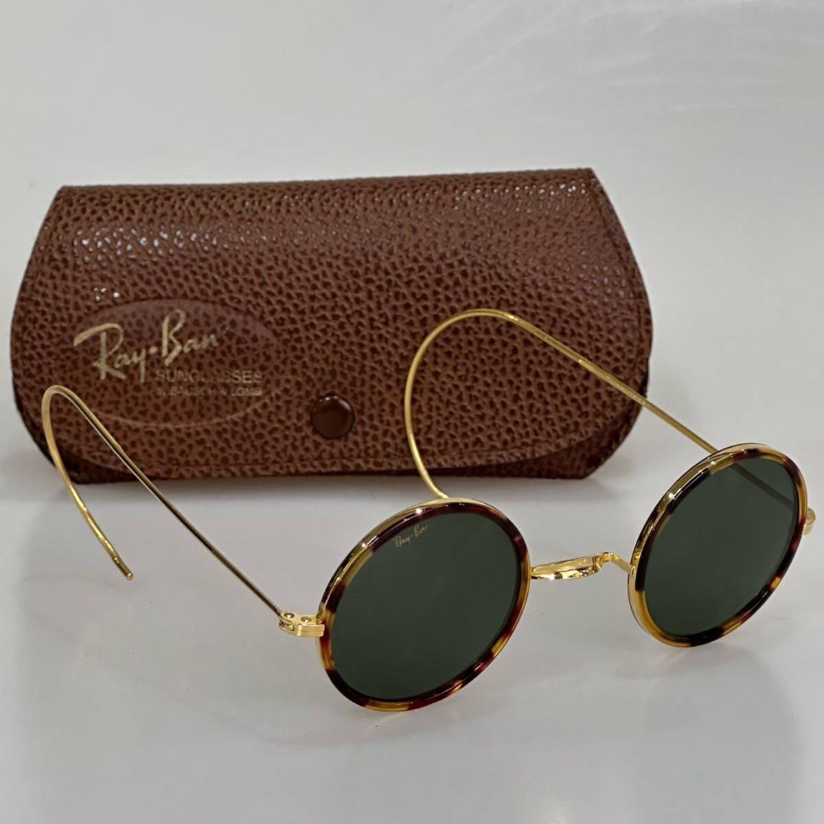 美品!!80's vintage B&L Ray-Ban G-15XLT 39㎜ シャイアン ラウンド インリム レイバン ボシュロム ラウンドサングラス ビンテージ USA製_画像1