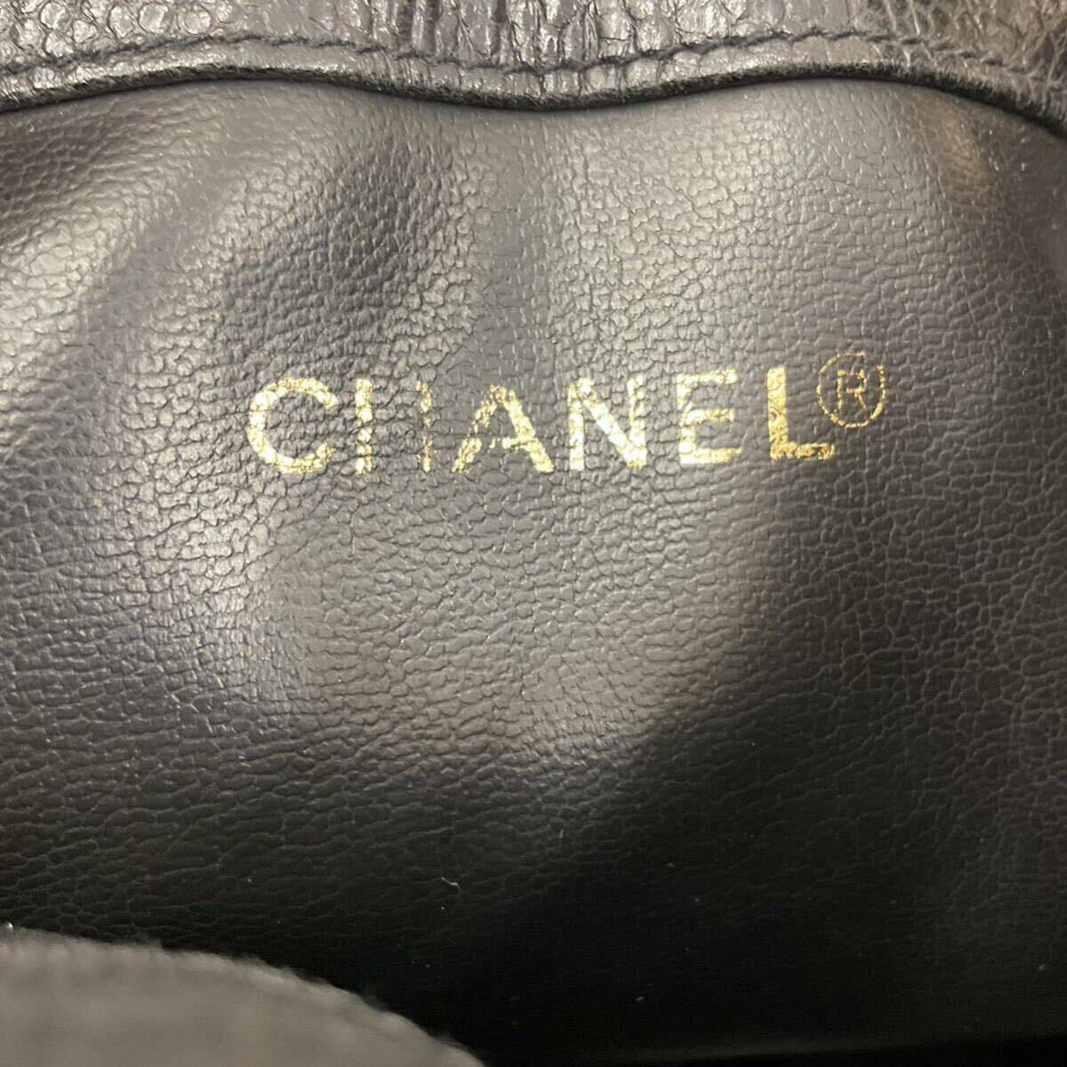 520 CHANEL シャネル トリプル ココマーク チェーン ショルダーバッグ 巾着型 キャビアスキン ポーチ付き レディースの画像9