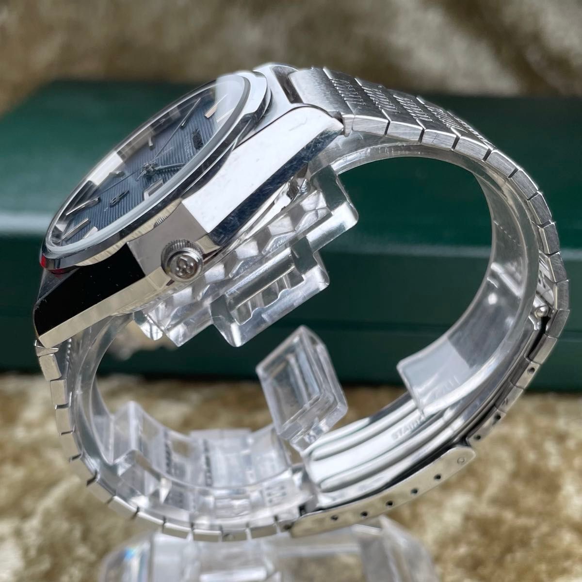 ビンテージ 精工舎 SEIKO セイコー キングクォーツ 希少 ダークブルーハニカムダイヤル オクタゴンケースオリジナルブレス