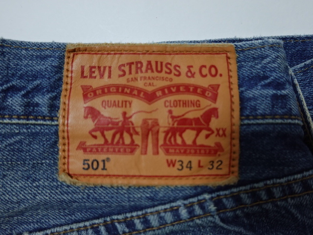 ●リーバイス LEVIS デニム 501 W34 革パッチ ボトムフライ 赤耳 ●0514●_画像2