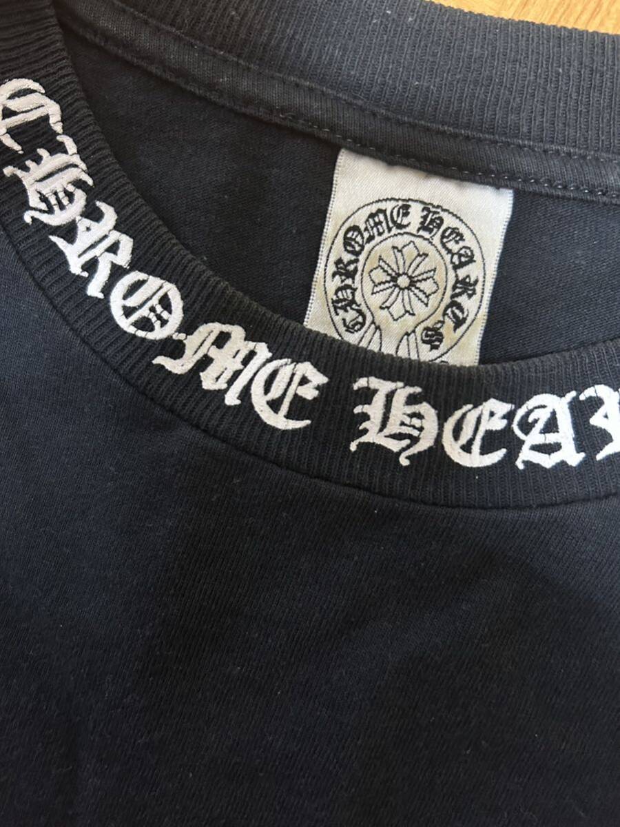 1円スタート M Chrome Hearts Men's Neck Logo T-shirt Chrome Hearts Black クロムハーツ ネックロゴTシャツ ブラック 古着 黒 中古_画像3