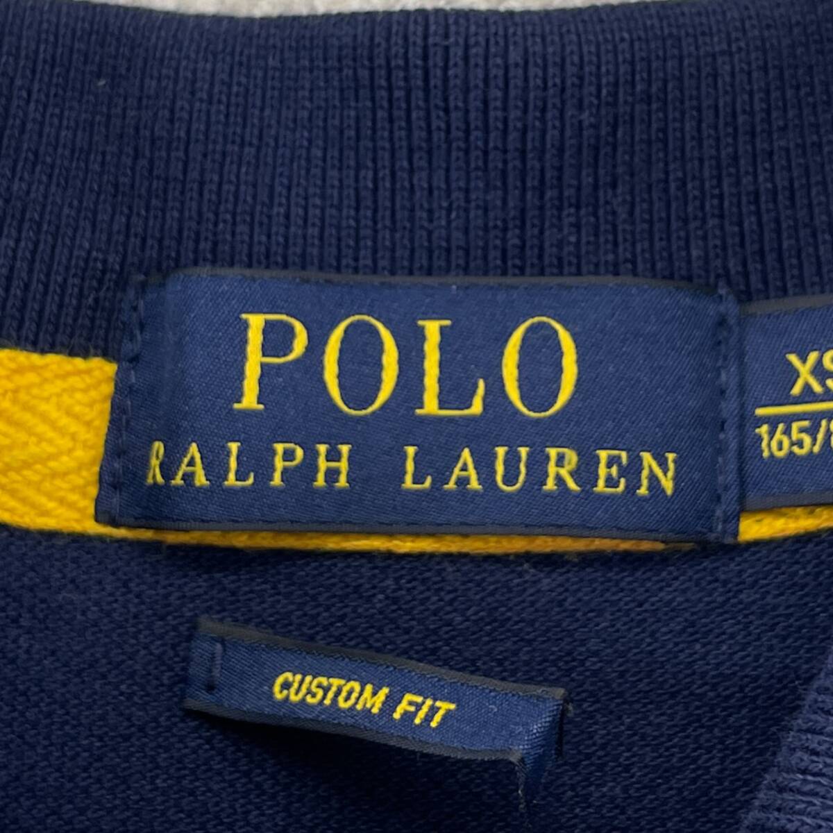Polo Ralph Lauren ポロラルフローレン 長袖ポロシャツ ネイビー サイズXS ロゴ刺繍 メンズ ヴィンテージ 6_画像3