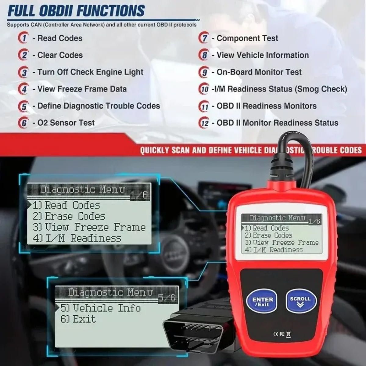 日本語表示可能 OBDⅡ診断機 MS309 ダイアグノーシス