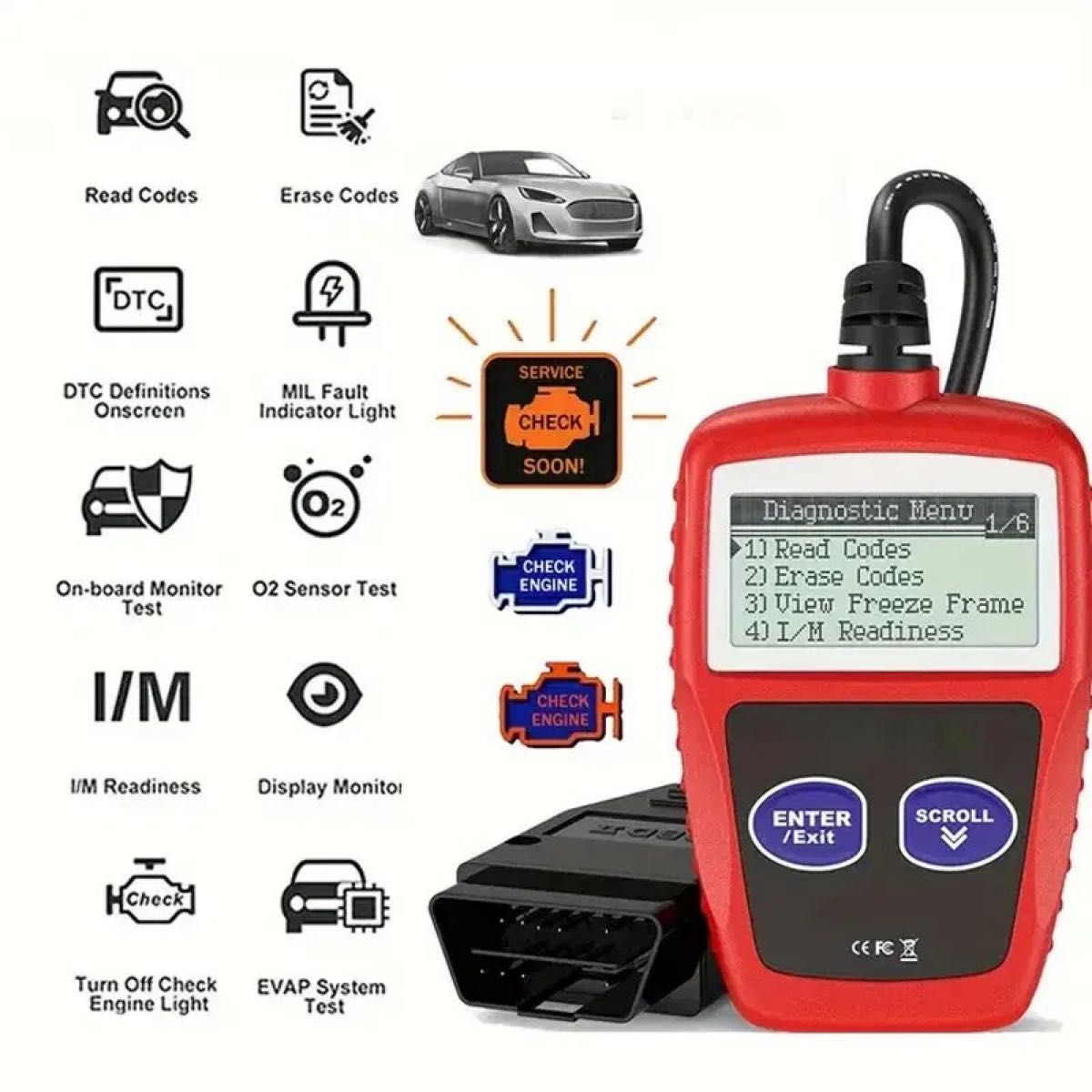 日本語表示可能 OBDⅡ診断機 MS309 ダイアグノーシス OBD2