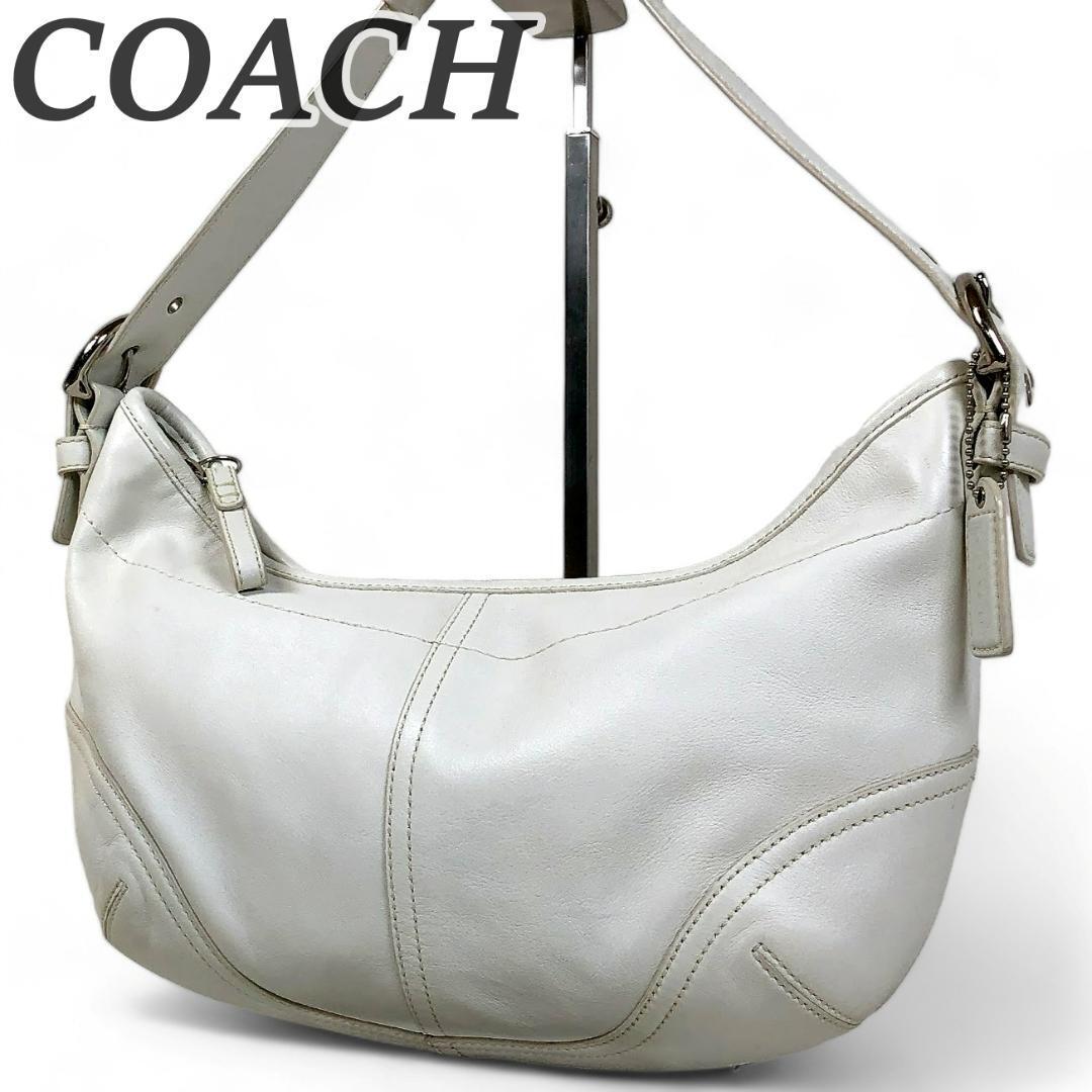 COACH コーチ ハンドバッグ セミショルダー 手提げ 白 ホワイト ハーフムーン 鞄 ワンショルダー ワンハンドル レディース お出掛け_画像1