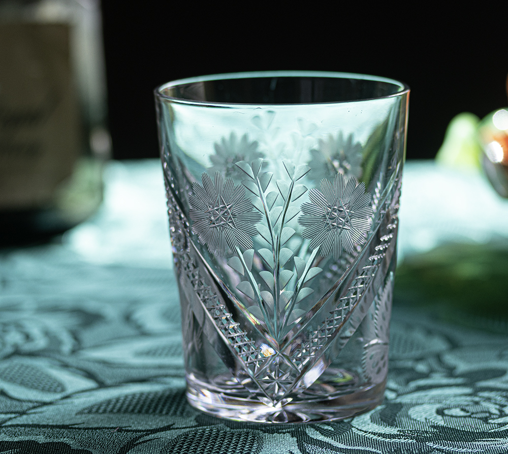 bohe mia crystal цветок искусство гравировки разрезной высокий стакан sake shochu японкое рисовое вино (sake) Чехия сок стакан 