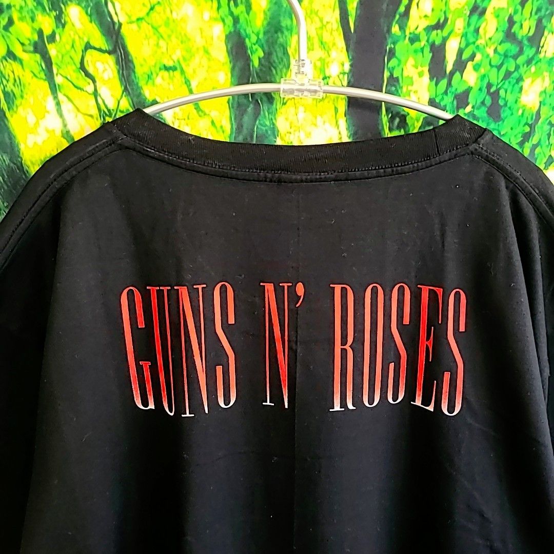 美品 ガンズアンドローゼズ Guns N' Roses 綿 コットン 両面プリント Tシャツ ブラック 黒 ハードロック ROCK