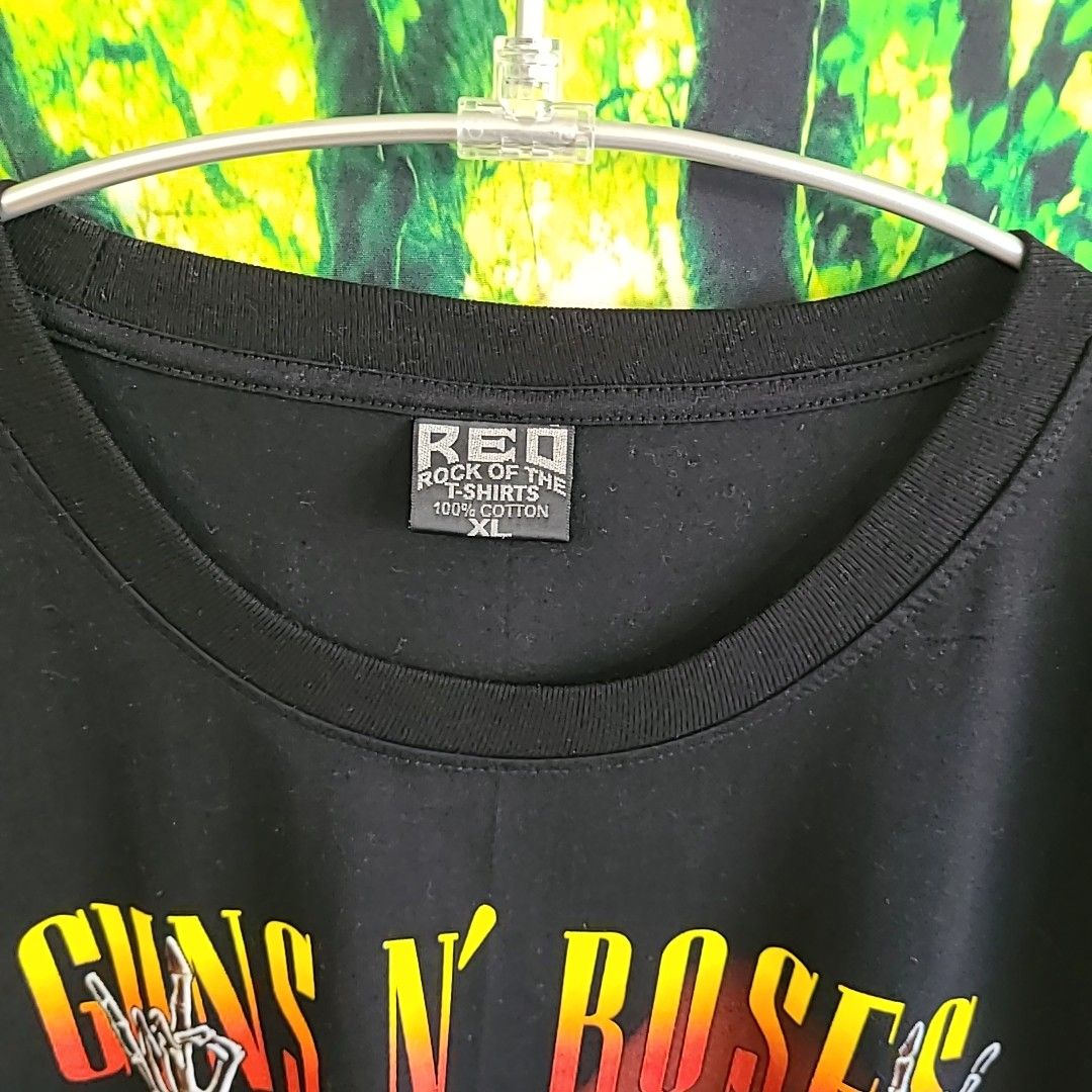 美品 ガンズアンドローゼズ Guns N' Roses 綿 コットン 両面プリント Tシャツ ブラック 黒 ハードロック ROCK