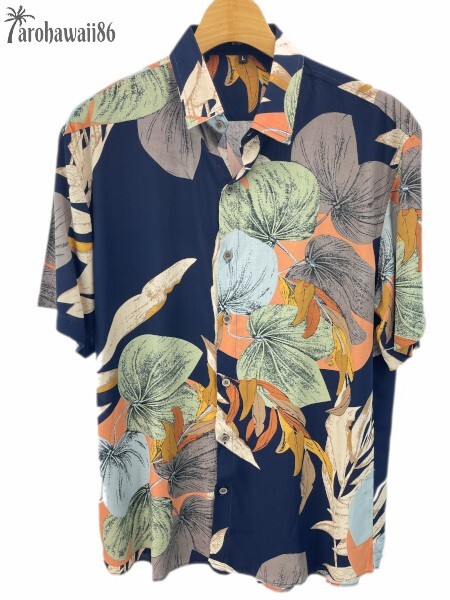 arohawaii86◆AH-4294.XL【Swirling/ネイビー系】半袖シャツ/夏/ヴィンテージ/アロハシャツ/柄シャツ☆1スタ☆１円スタート☆_画像3