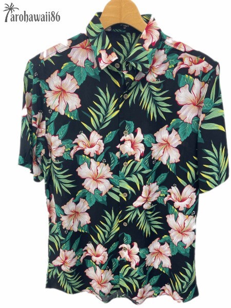 arohawaii86◆AH-4202.M【Trip Tropics/ブラック系】半袖シャツ/夏/ヴィンテージ/アロハシャツ/柄シャツ☆1スタ☆１円スタート☆_画像3