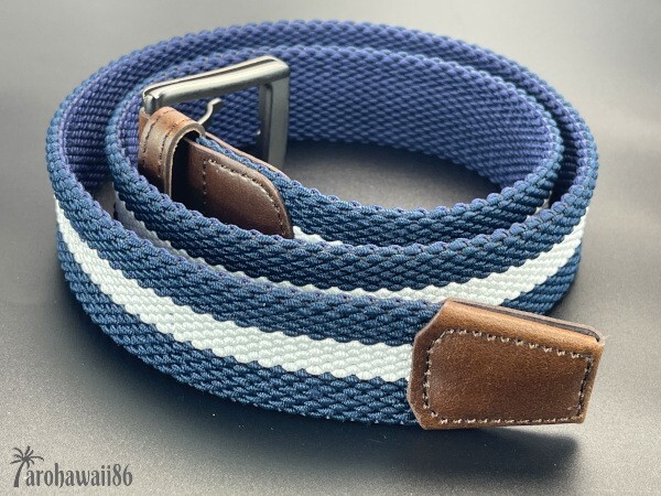 arohawaii86*HB-M21A. original leather / cotton. navy series # cotton mesh * leather belt new goods *1 start *1 jpy start *