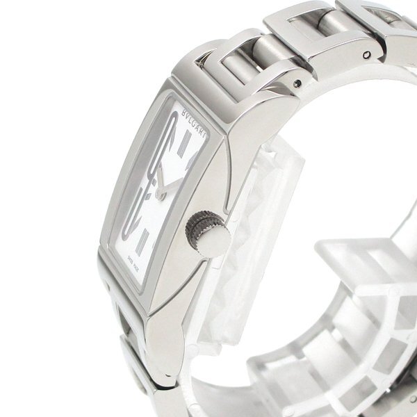 1 иен ~ 3 месяцев с гарантией отполирован прекрасный товар подлинный товар стандартный популярный BVLGARI BVLGARY Rettangolo RT39S белый женский часы 