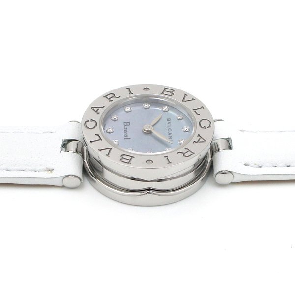 1円～ 3ヶ月保証付き 磨き済み 美品 本物 定番 人気 BVLGARI ブルガリ ビーゼロワン BZ22S ダイヤ シェル 革ベルト レディース 時計の画像4