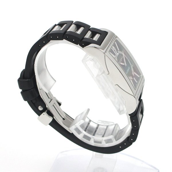 1円～ 3ヶ月保証付き 磨き済み 美品 本物 人気 BVLGARI ブルガリ レッタンゴロ RT45S ラバーベルト 自動巻き ブラック メンズ 時計の画像4