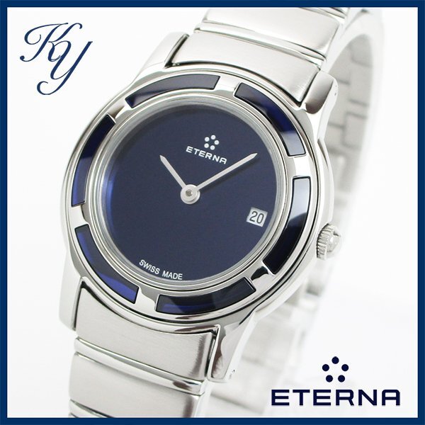 1 jpy ~ polished battery replaced beautiful goods genuine article ETERNA Eterna round lady's clock 