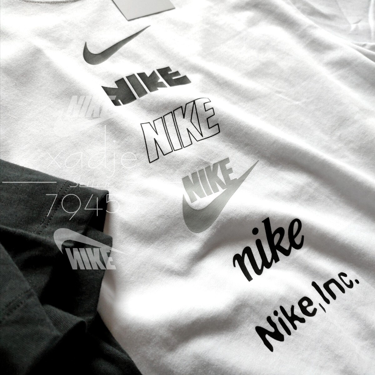 新品 正規品 NIKE ナイキ NSW INC 半袖 Tシャツ 2枚セット 黒 ブラック 白 ホワイト 緑 ロゴ スウッシュ プリント Mの画像5