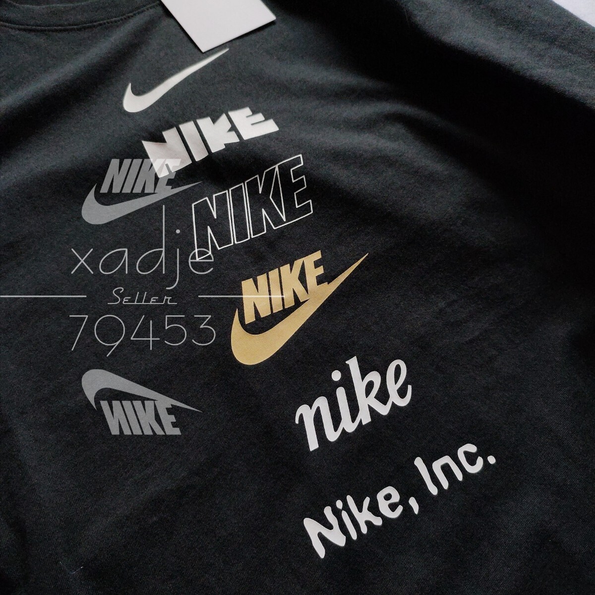 新品 正規品 NIKE ナイキ NSW INC 半袖 Tシャツ 2枚セット 黒 ブラック 白 ホワイト 緑 ロゴ スウッシュ プリント Mの画像3