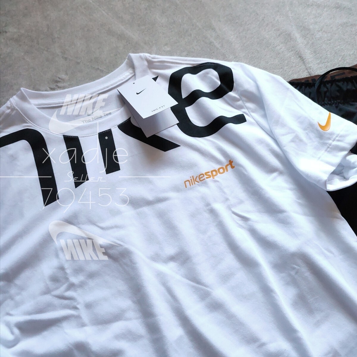 新品 正規品 NIKE ナイキ上下セット Tシャツ ハーフパンツ ロゴ プリント セットアップ NIKE SPORT 白 ホワイト 黒 ブラック Mの画像2