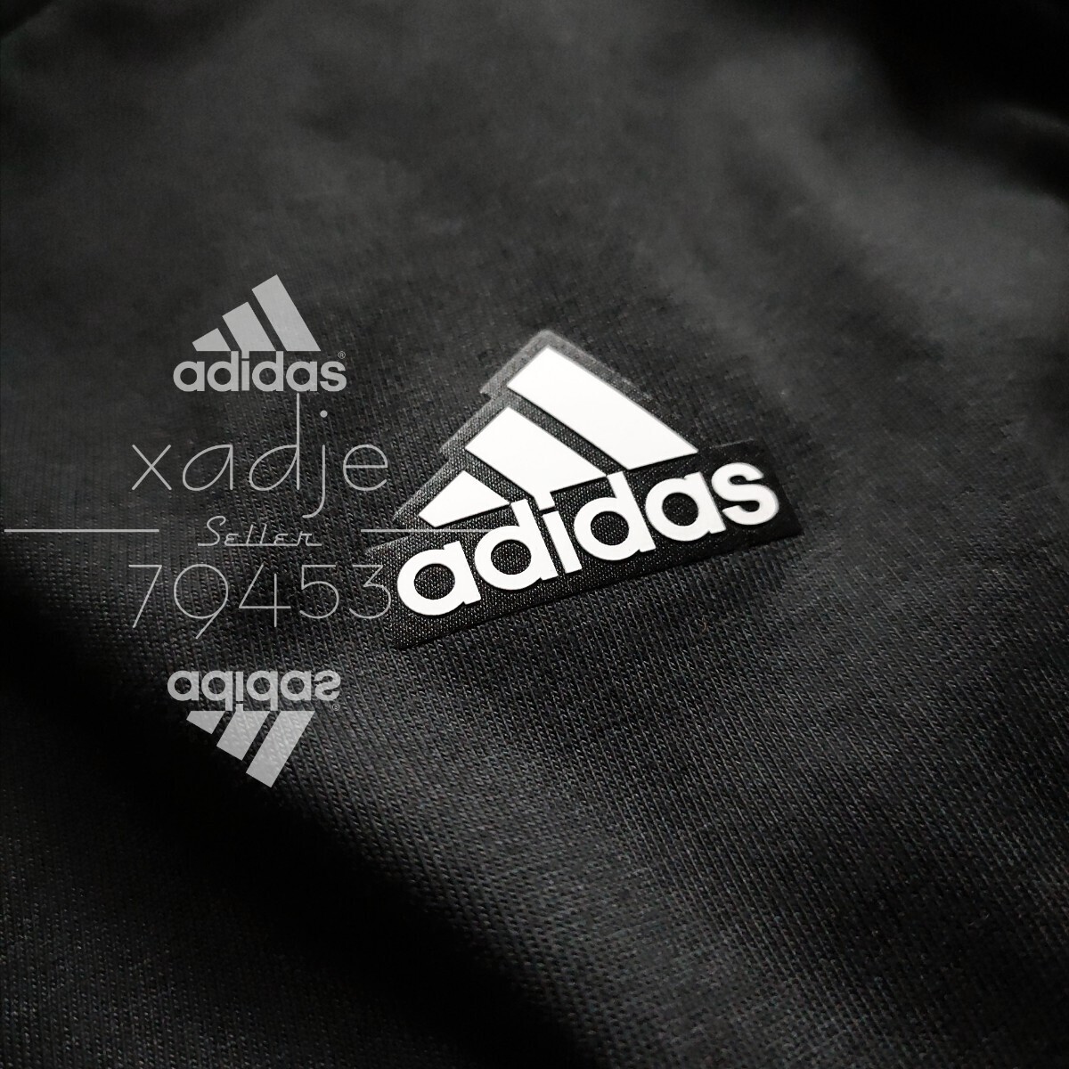 新品 正規品 adidas アディダス 2枚セット 長袖 ロンT プリント THREE STRIPES 黒 ブラック 白 ホワイト ロゴ プリント 厚手 Lの画像4