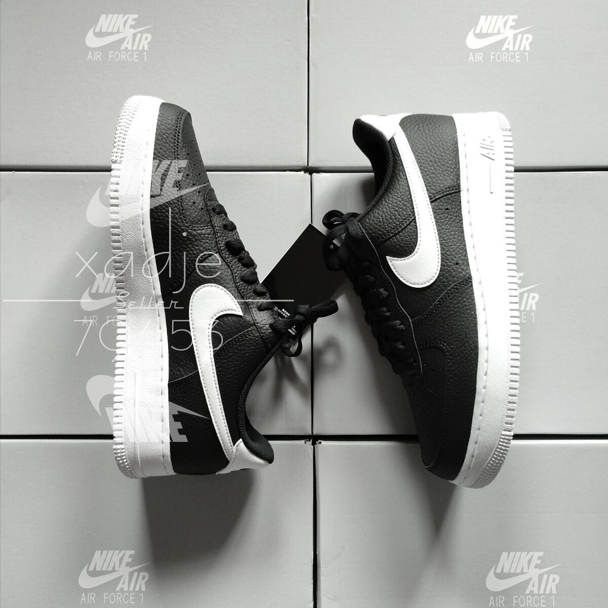 新品 正規品 NIKE ナイキ AIR FORCE1 LOW エアフォース1 ロー 07 黒 ブラック 白 26.5cm US8.5 レザー 箱付きの画像1