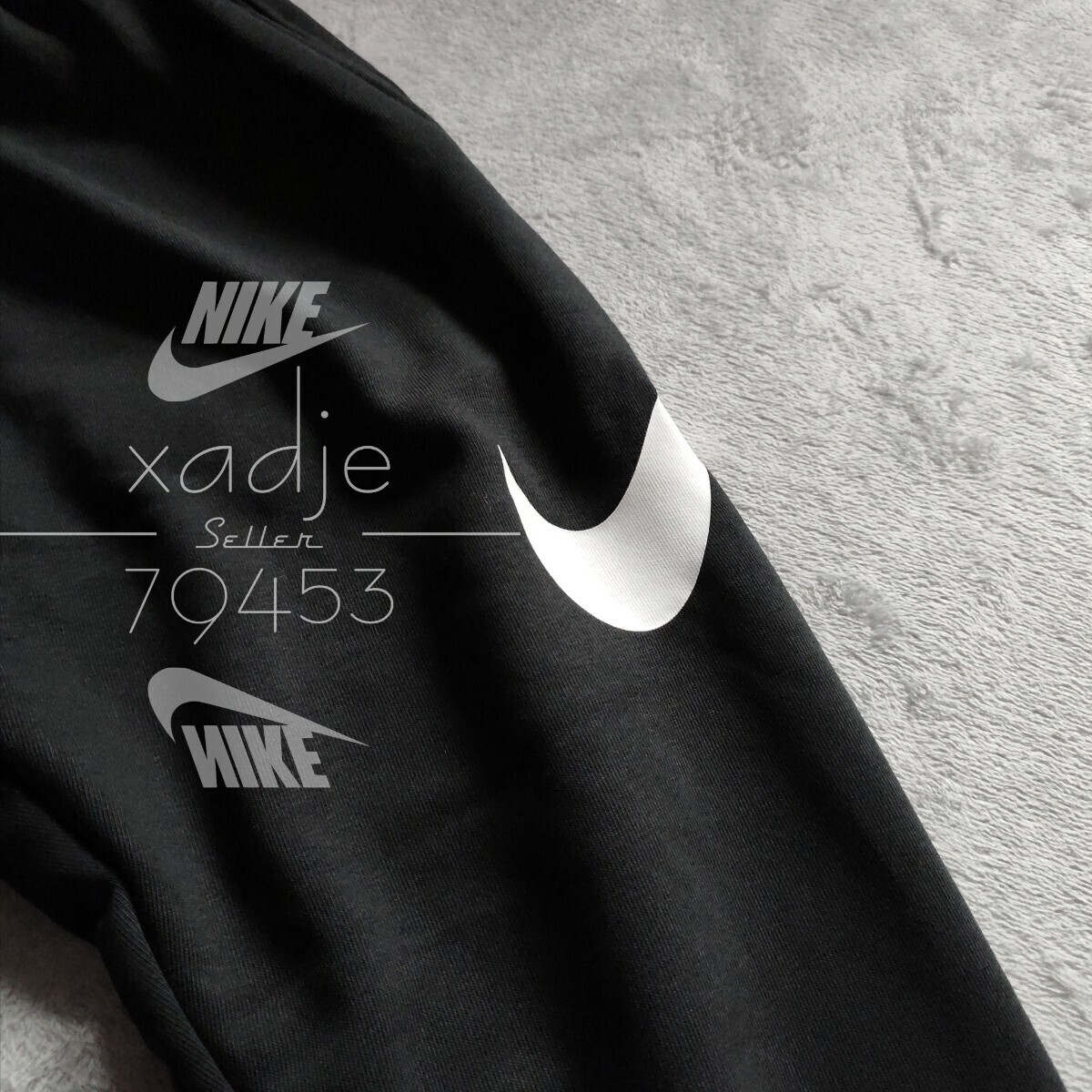 新品 正規品 NIKE DRI-FIT ナイキ ドライフィット スウェットパンツ ジョガーパンツ テーパード スウッシュ プリント 黒 ブラック M_画像7