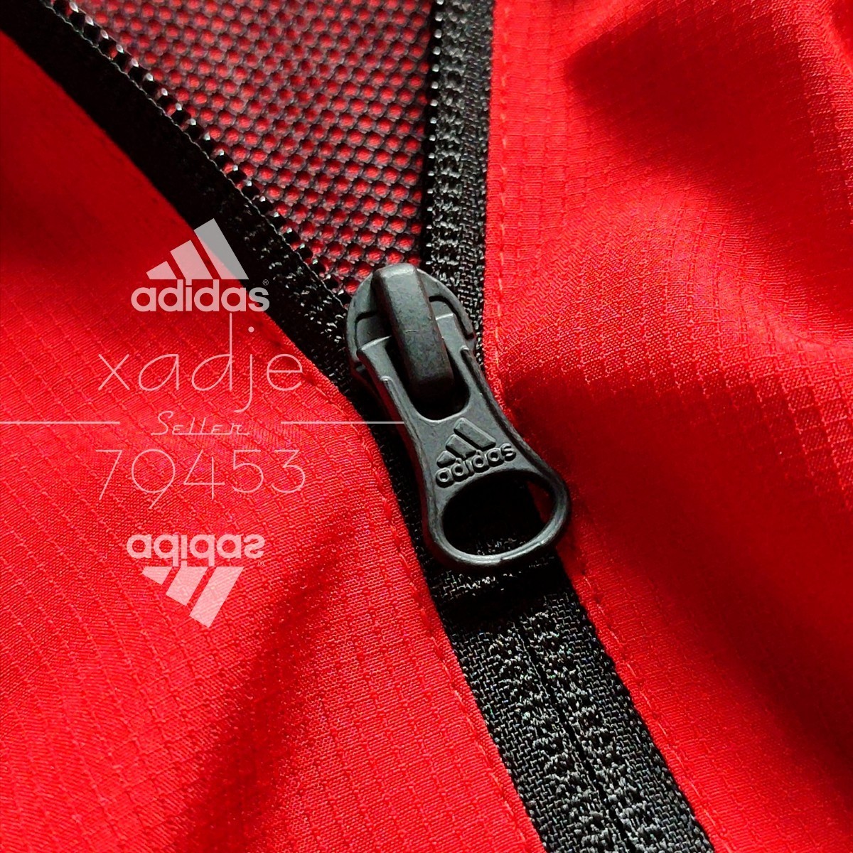 新品 正規品 adidas アディダス 上下セット ナイロン ジャージ ウィンドブレーカー セットアップ 赤 レッド 黒 白 ロゴ プリント 薄手 XL_画像4