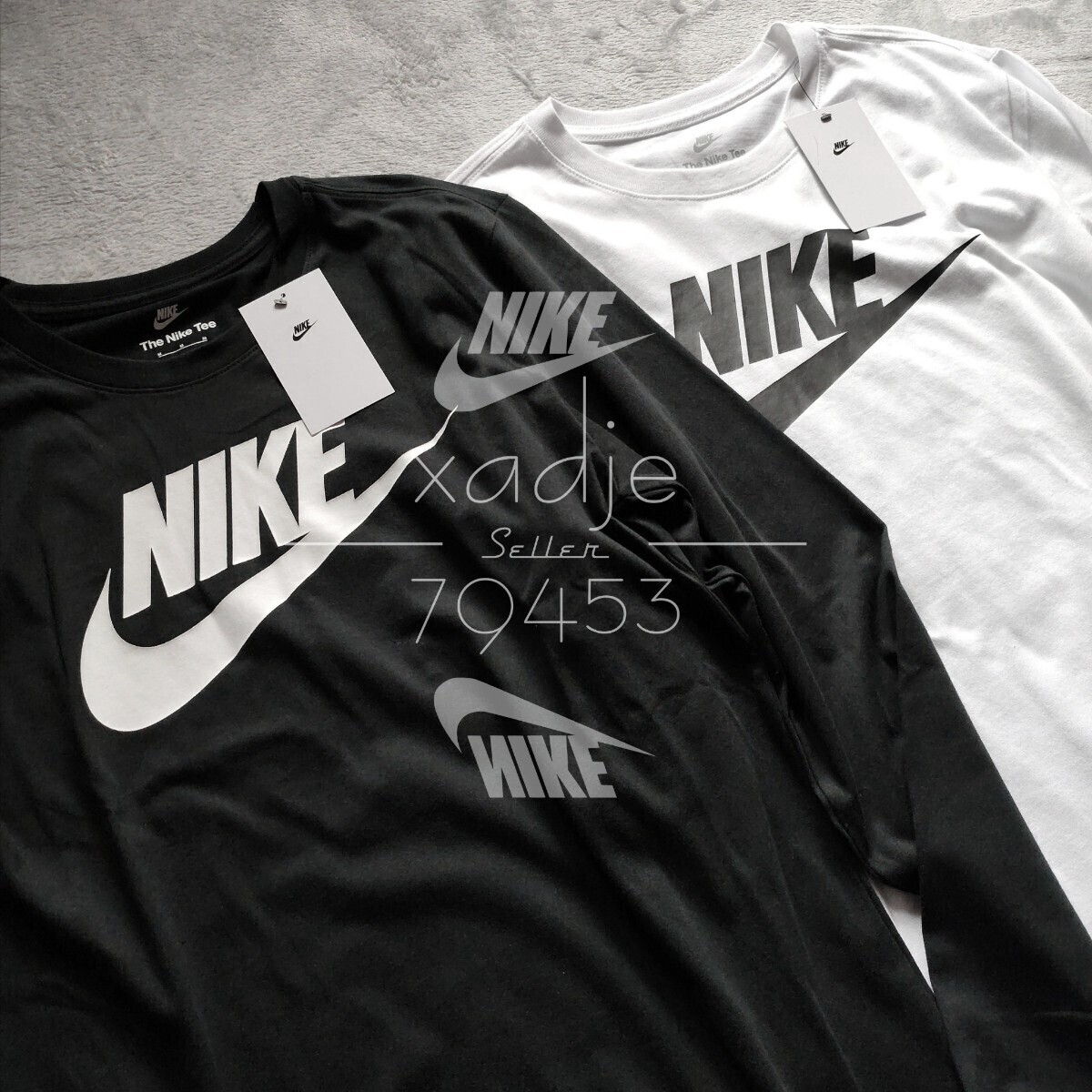  новый товар стандартный товар NIKE Nike NSW длинный рукав long T 2 шт. комплект чёрный черный белый белый Logo f.-chulasushu принт M