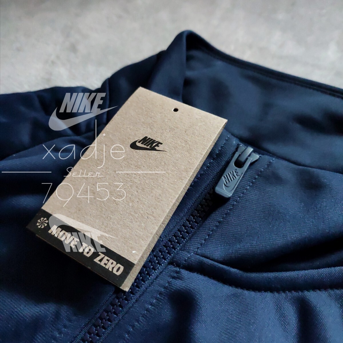  new goods regular goods NIKE Nike jersey top and bottom set jacket pants Logo embroidery setup MOVE TO ZERO navy blue navy white M