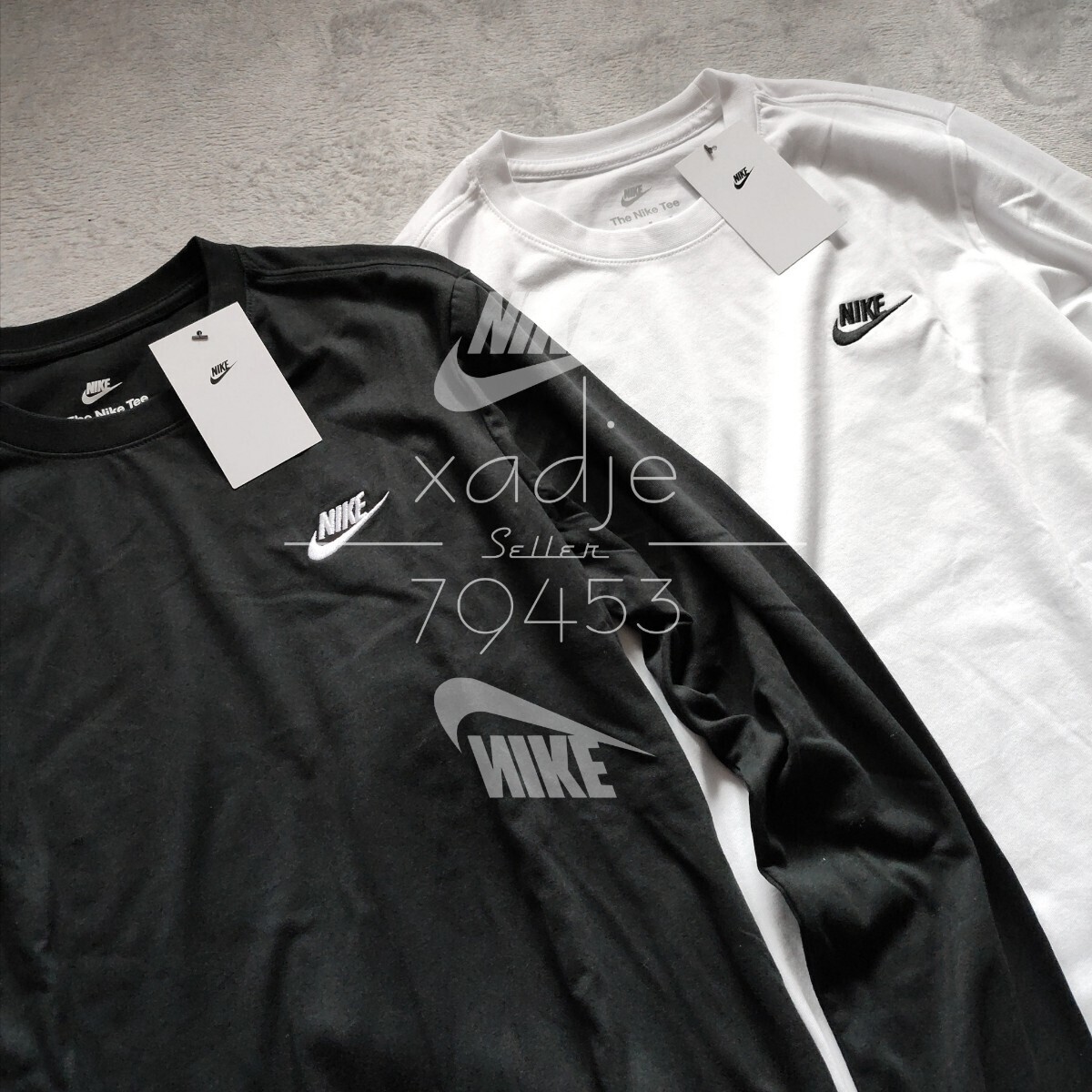  новый товар стандартный товар NIKE Nike NSWf.-chula Logo вышивка длинный рукав long T 2 шт. комплект чёрный черный белый белый одноцветный простой M