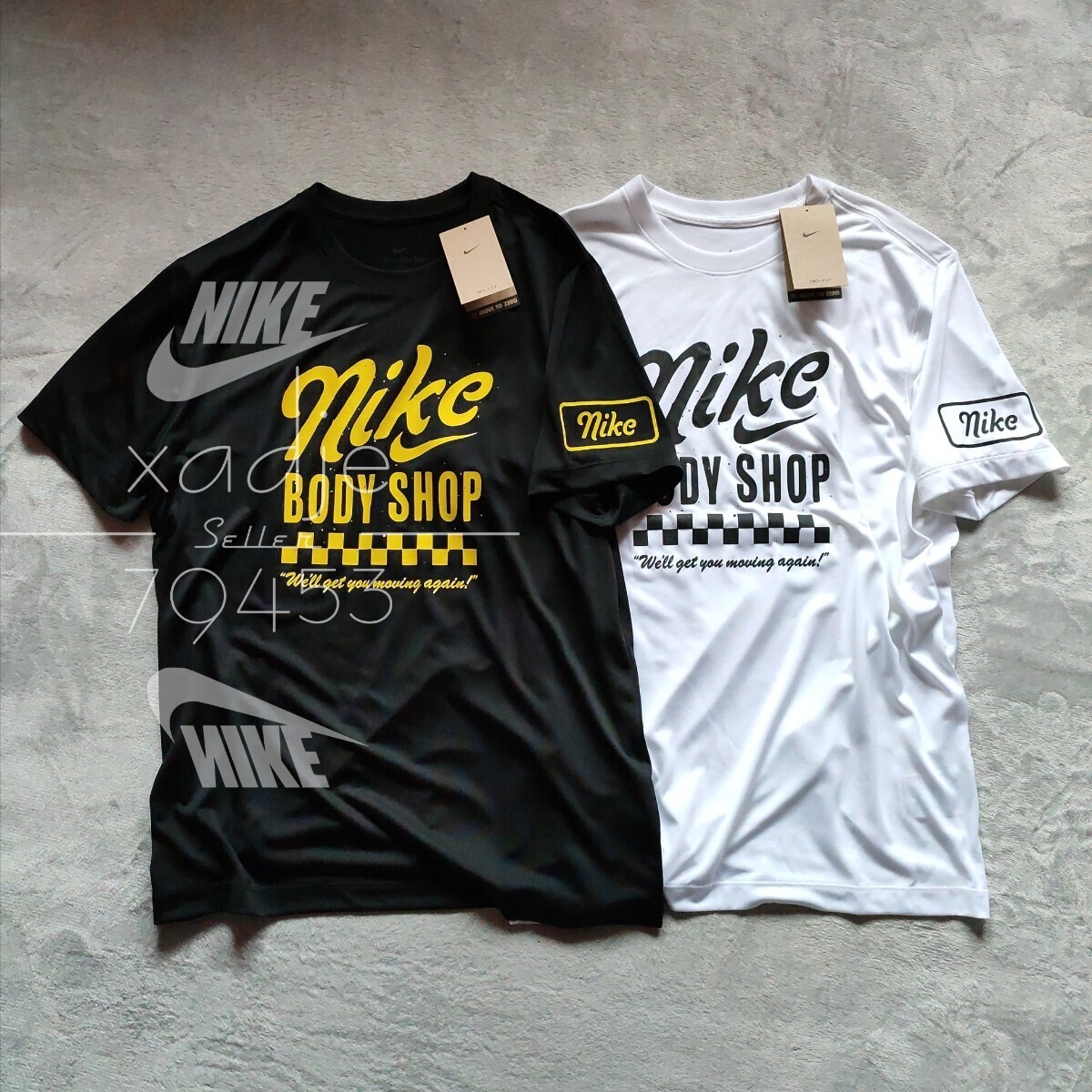  новый товар стандартный товар NIKE Nike BODY SHOP джерси короткий рукав футболка 2 шт. комплект чёрный черный белый белый Logo принт L