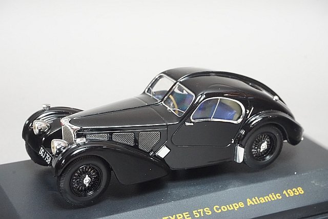 IXO イクソ 1/43 BUGATTI ブガッティ タイプ57S クーペ アトランティック 1938 ブラック/ブルーインテリア MUS023_画像1