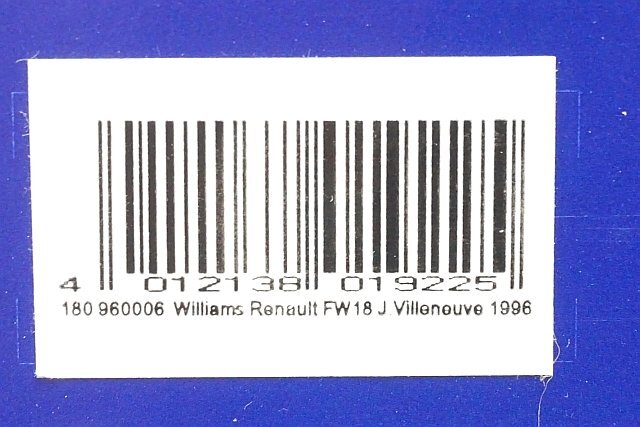 ミニチャンプス PMA 1/18 WILLIAMS RENAULT ウィリアムズ ルノー FW18 J.ヴィルヌーブ 1996 #6 180960006_画像9