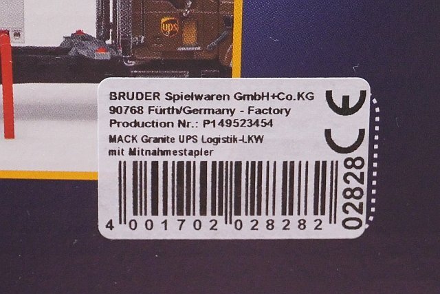 BRUDER blue da-1/16 MACK UPS & forklift 02828