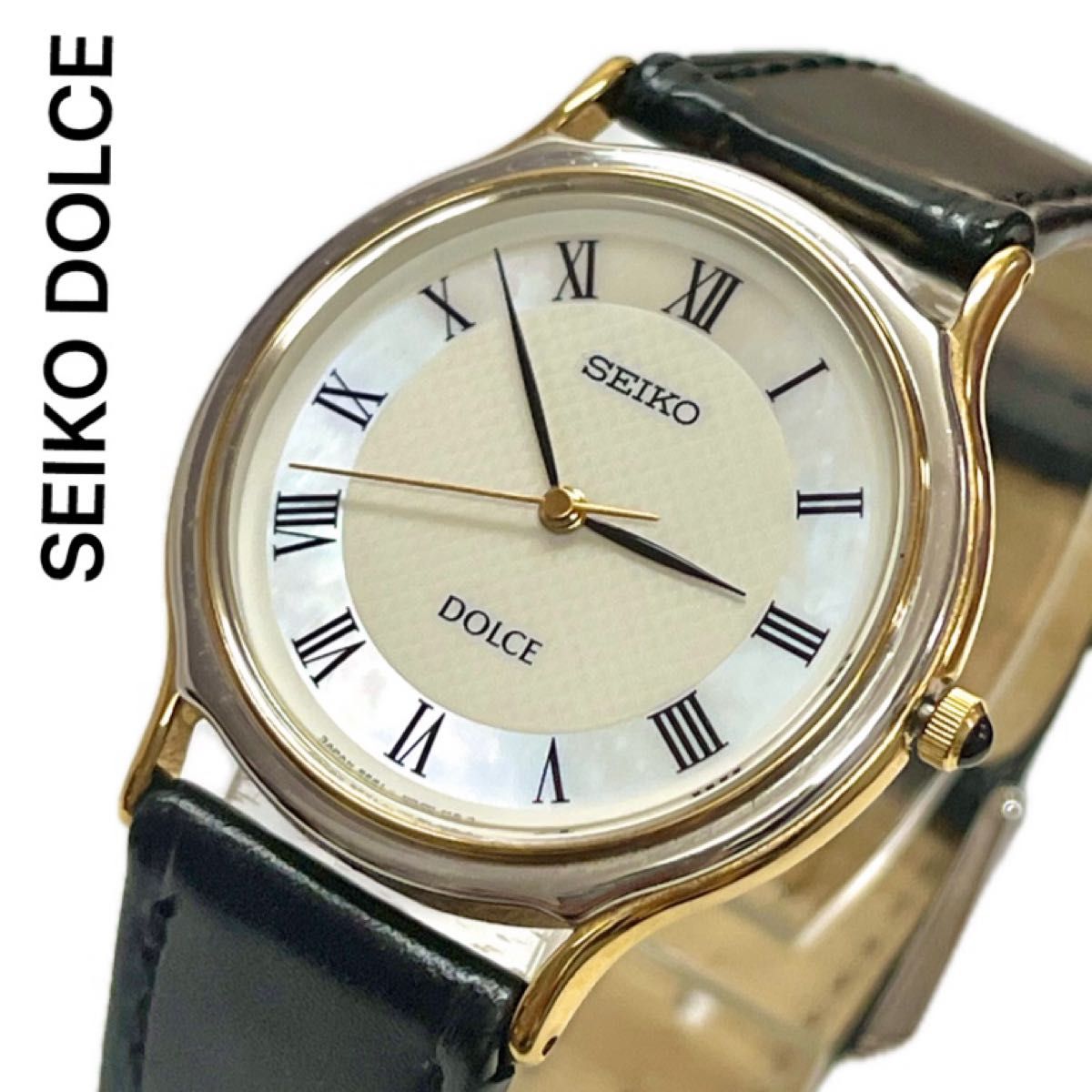 稼働 美品 SEIKO DOLCE シェル文字盤 コンビ ローマン 高級 稼働 美品 SEIKO DOLCE シェル文字盤 コンビ ローマン 高級