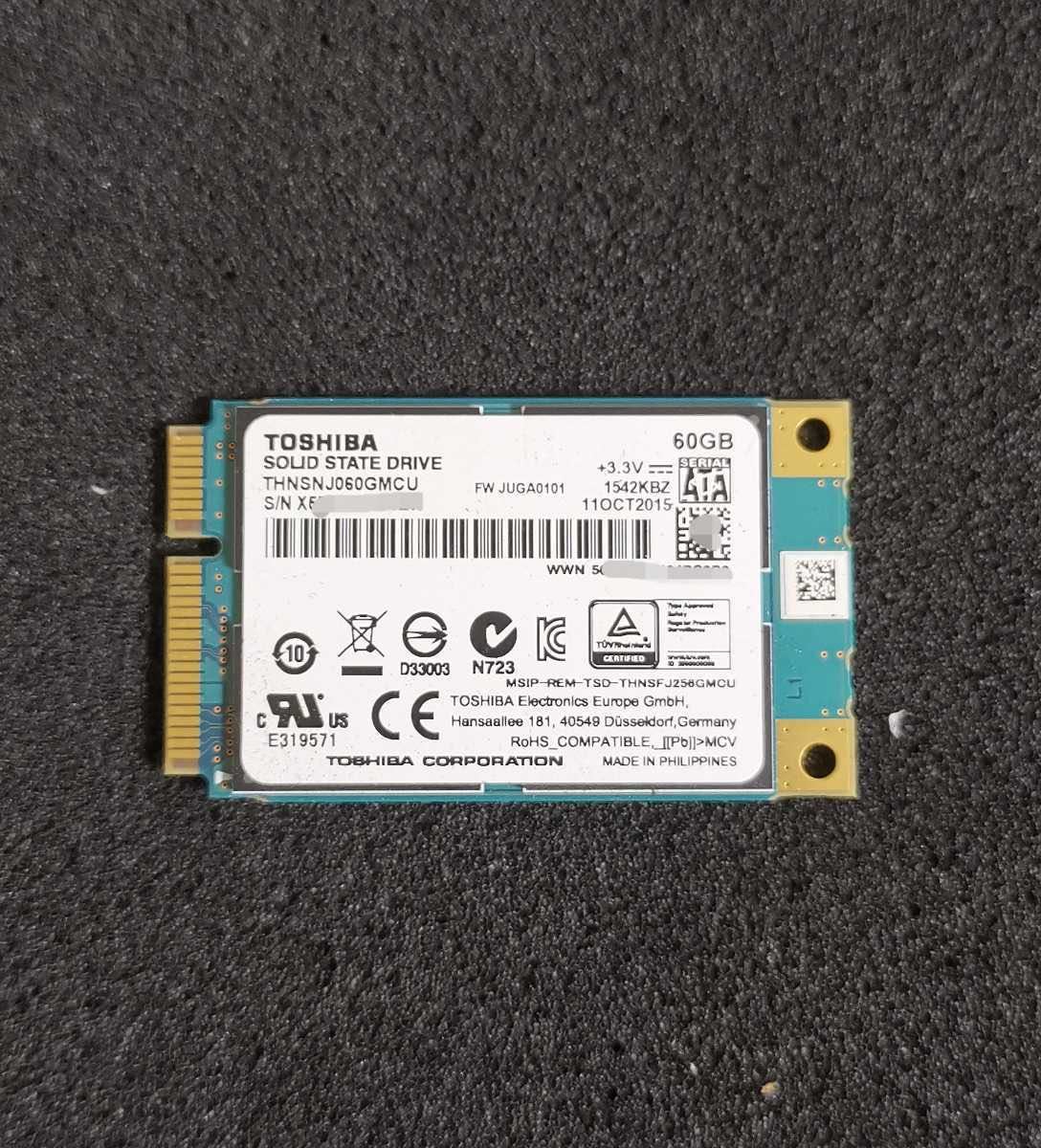 ((使用時間26時・1枚限定！)) TOSHIBA MLC SSD 60GB THNSNJ060GMCU mSATAの画像1