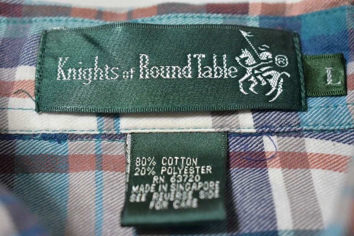 ＠美品 ナイツ オブ ラウンドテーブル Knights of Round Table ボタンダウン 長袖シャツSL234 L アメリカ古着 大きいサイズ チェック柄_画像4