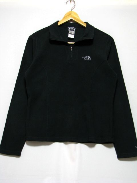 @美品 ザ ノースフェイス THE NORTH FACE TKA100ハーフジップフリースj347 M アウトドア アメリカ古着 黒 ブラック_画像1