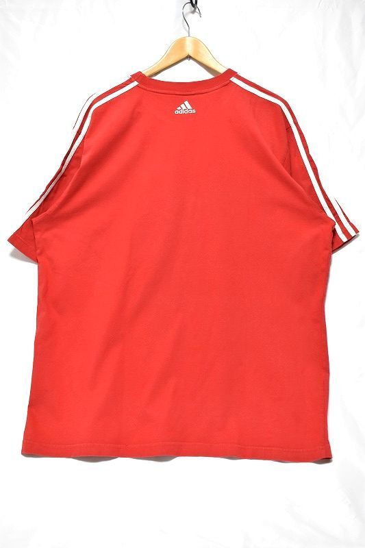 ＠美品 adidas アディダス Tシャツt973 アメリカ古着 XL 3本ライン 赤 レッド_画像2