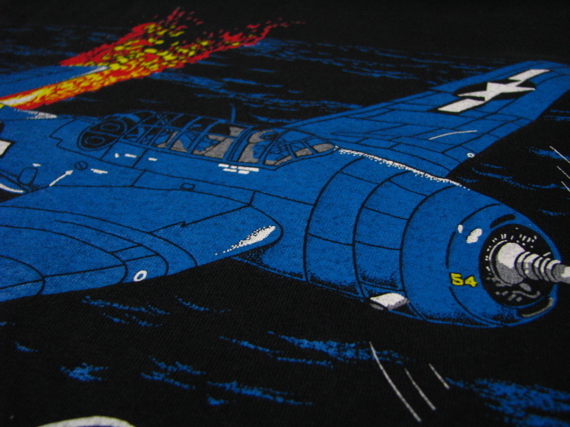 ＠美品 Hanes ヘインズ SB2C ヘルダイヴァー Curtiss-Wright SB2C Helldiver 艦上爆撃機 Tシャツt116 L WWⅡ黒_画像6