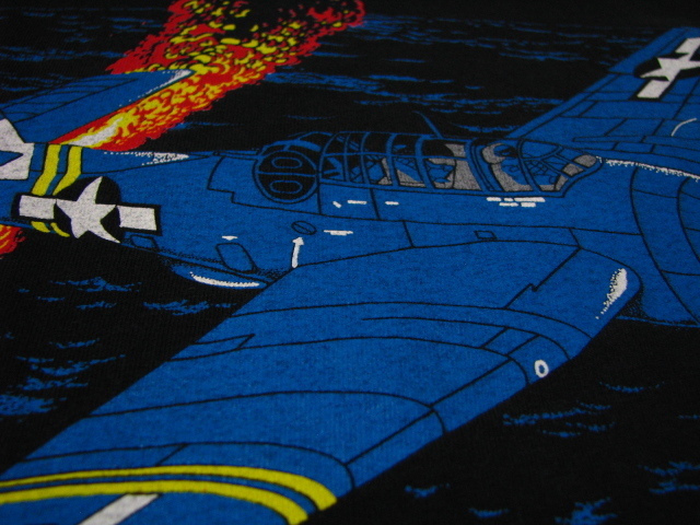 ＠美品 Hanes ヘインズ SB2C ヘルダイヴァー Curtiss-Wright SB2C Helldiver 艦上爆撃機 Tシャツt116 L WWⅡ黒_画像9