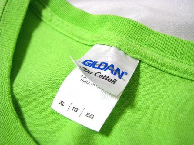 ＠美品 ギルダン GILDAN Tシャツt819 XL アメリカ古着 ビビビックサイズ ライムグリーン_画像3